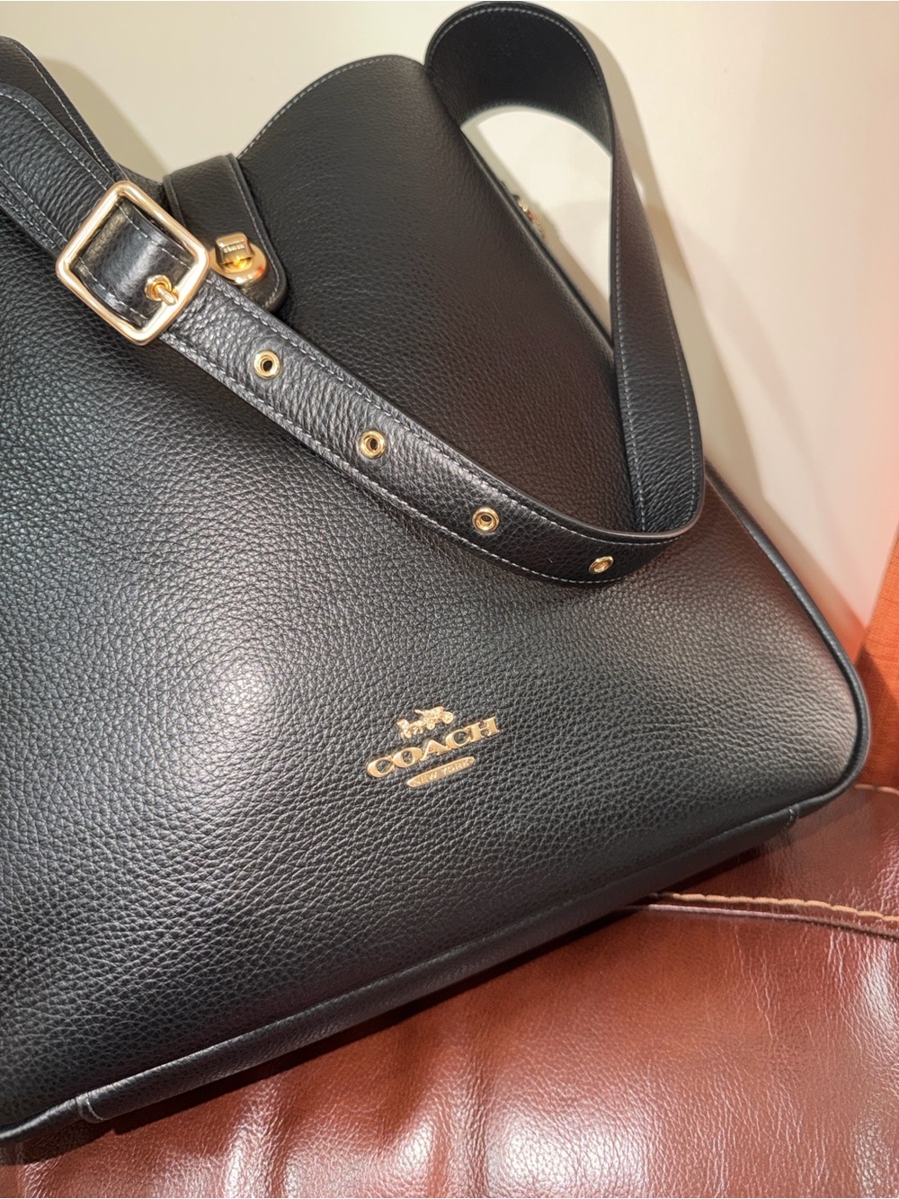 ‼️Coach Large Hadley Black Leather Shoulder Bag - Picture 8 of 12